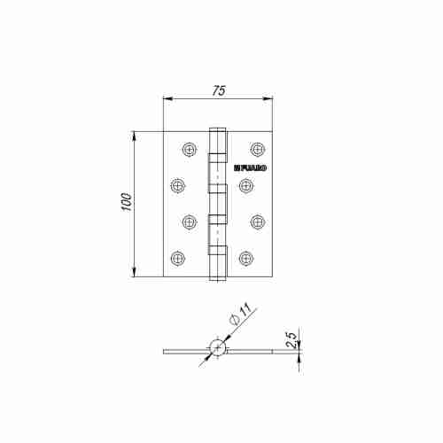 Петля универсальная IN4400U/A OB (4BB/A 100x75x2,5) античная бронза